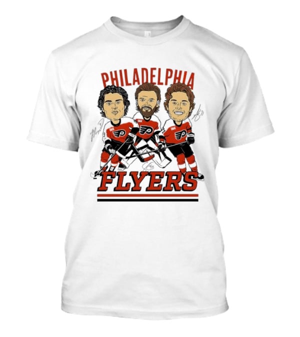Philadelphia Flyers Three Stars Cartoon Caricature Hockey Legends T-Shirt