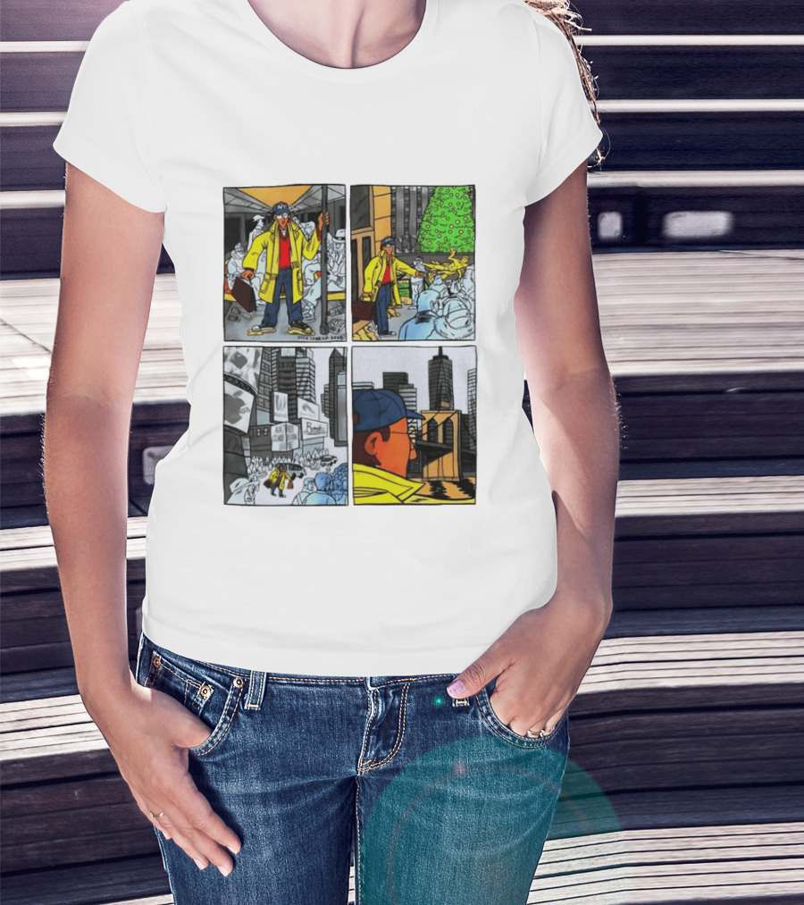 Holiday Comic Pocket NYC Urban Christmas Scenes T-Shirt