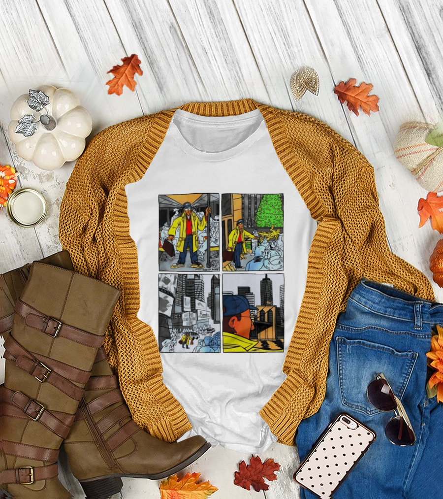 Holiday Comic Pocket NYC Urban Christmas Scenes T-Shirt