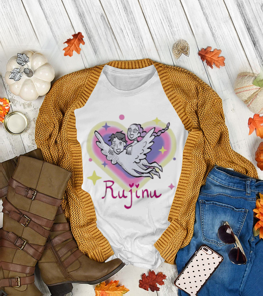Rujinu KPop Angelic Duo with Heart and Stars T-Shirt