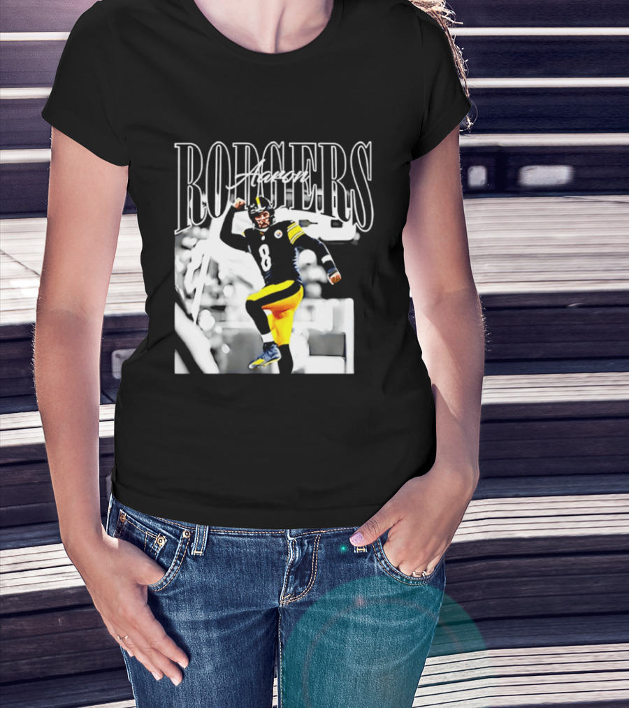Rodgers 8 Steelers Black And Yellow Football Player T-Shirt