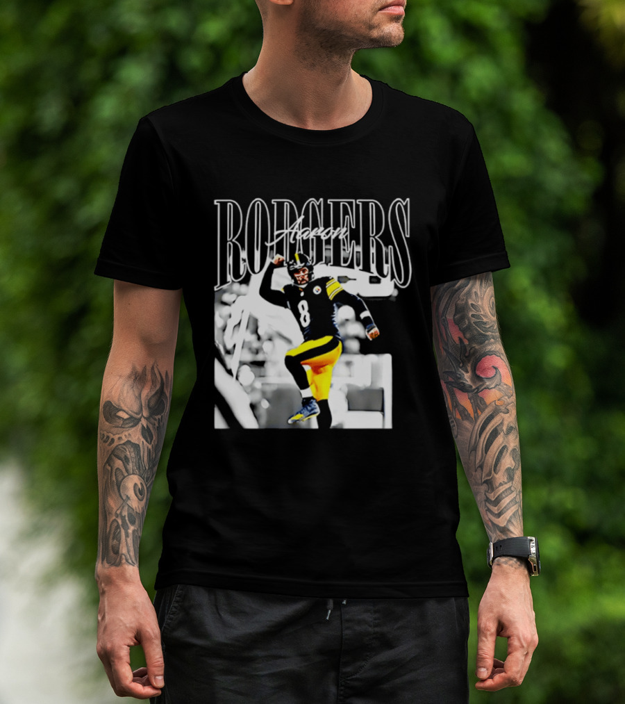 Rodgers 8 Steelers Black And Yellow Football Player T-Shirt