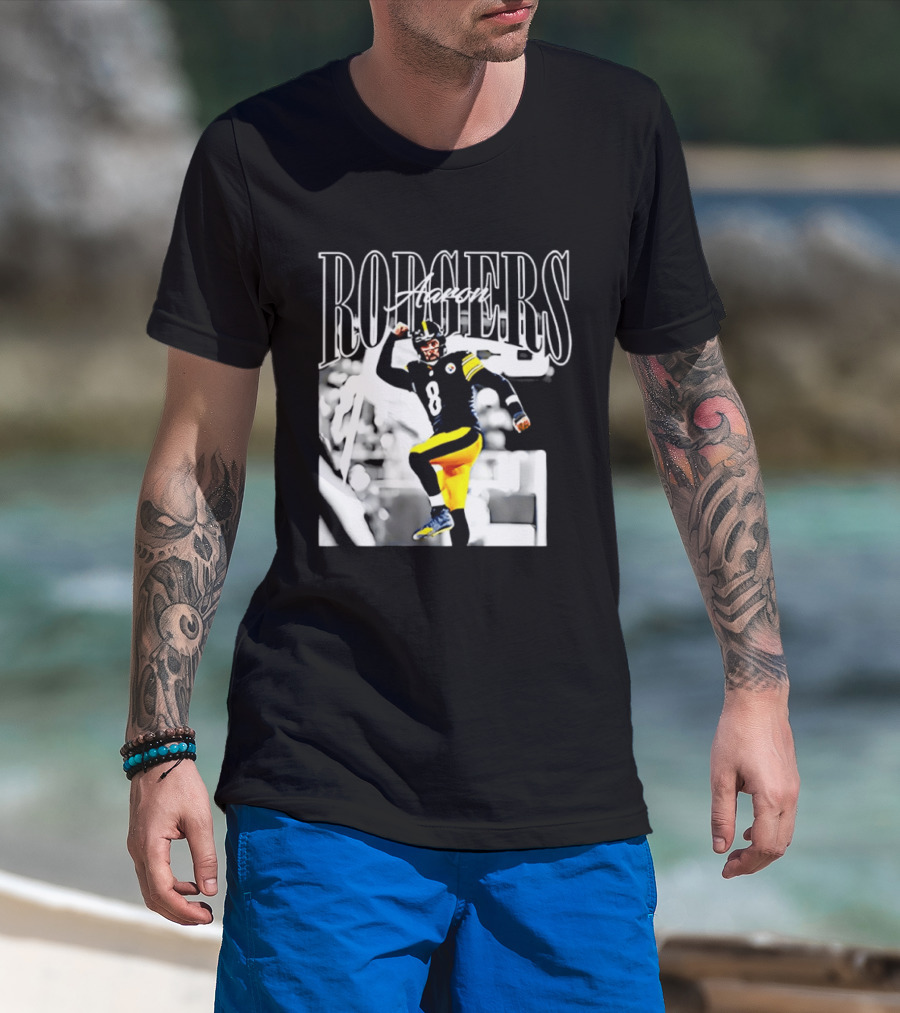 Rodgers 8 Steelers Black And Yellow Football Player T-Shirt
