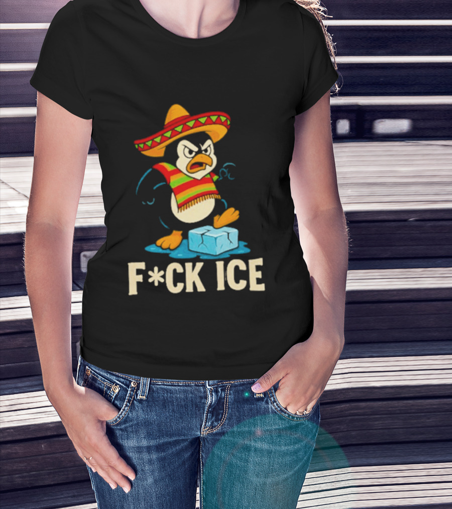 Angry Penguin Sombrero F*ck Ice T-Shirt