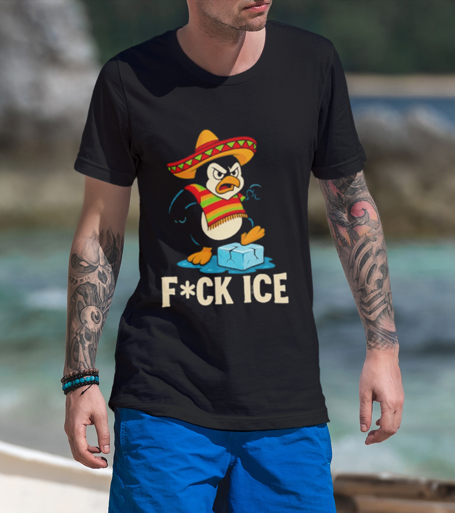Angry Penguin Sombrero F*ck Ice T-Shirt