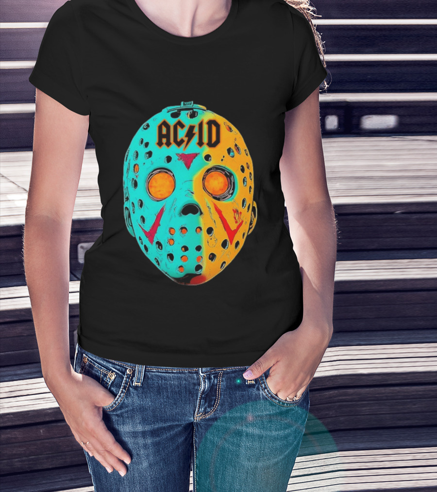 ACDC Jason Voorhees Mask Neon Pop Art Friday The 13th Fusion T-Shirt