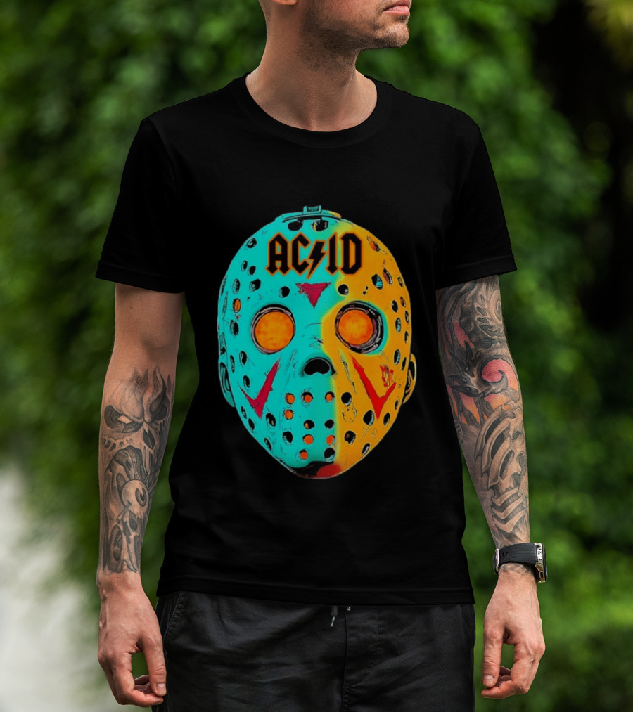 ACDC Jason Voorhees Mask Neon Pop Art Friday The 13th Fusion T-Shirt