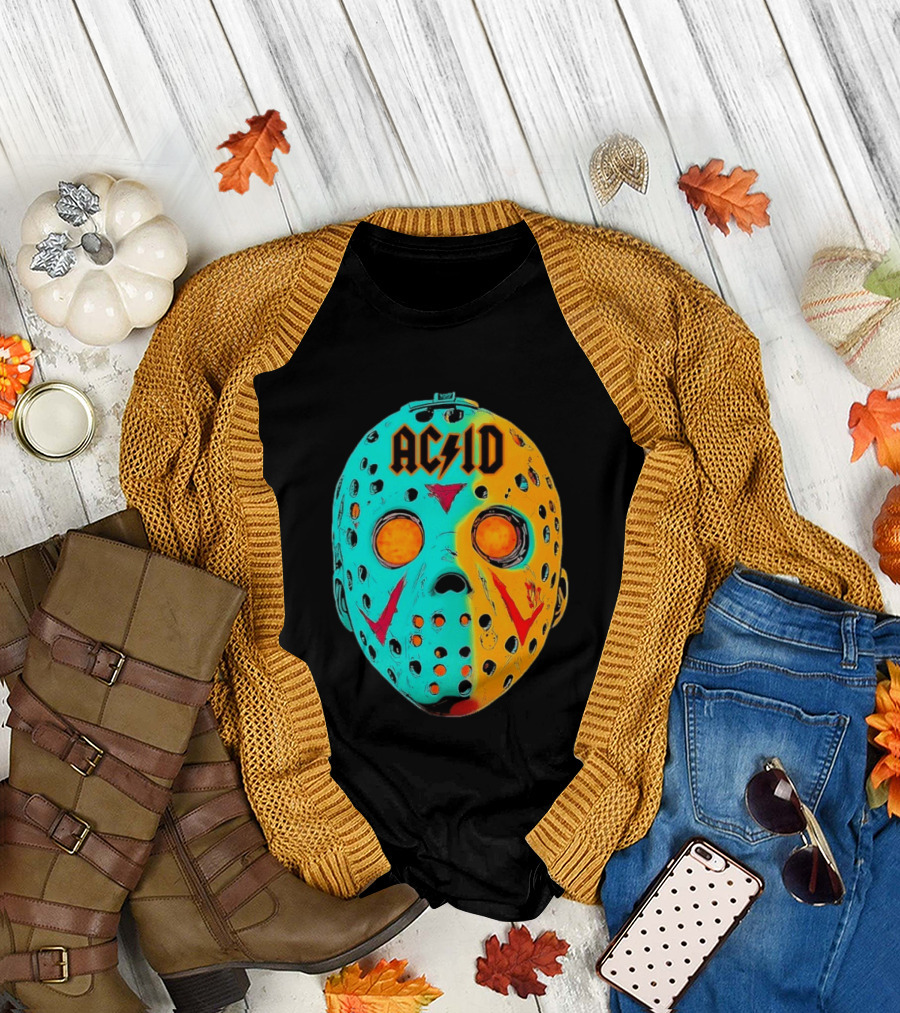 ACDC Jason Voorhees Mask Neon Pop Art Friday the 13th Fusion T-Shirt