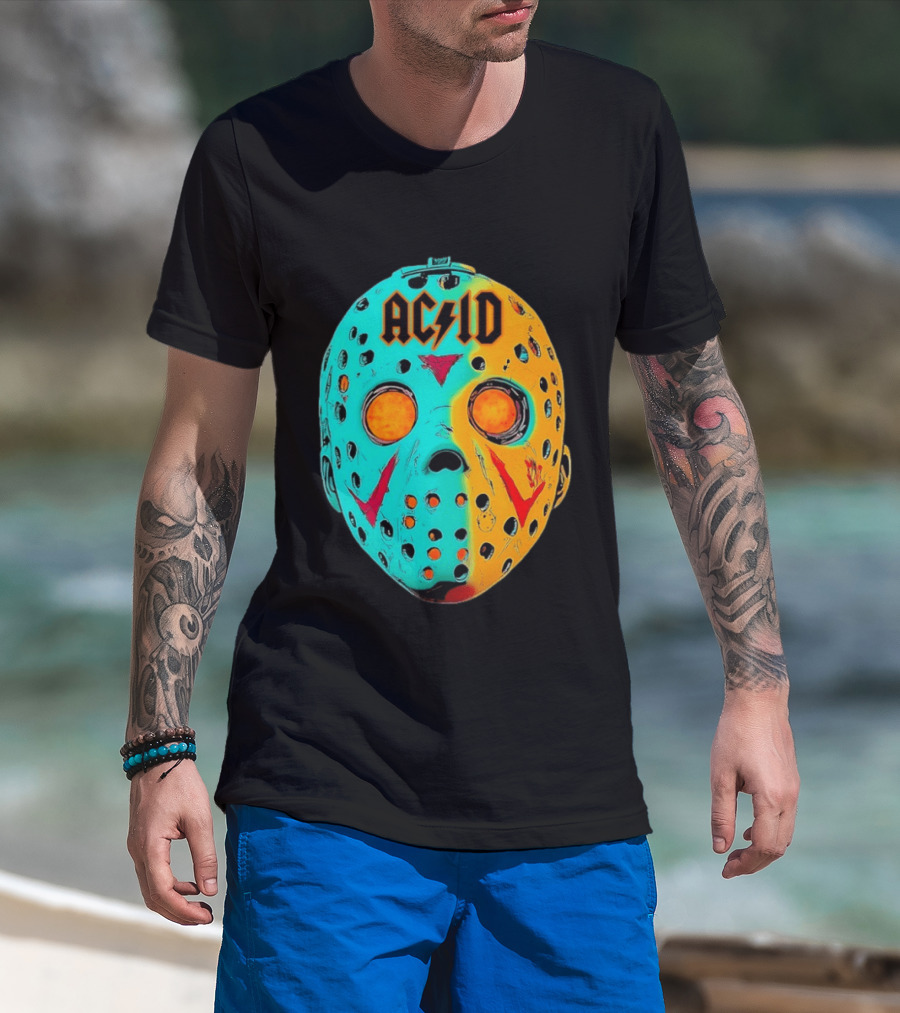 ACDC Jason Voorhees Mask Neon Pop Art Friday The 13th Fusion T-Shirt