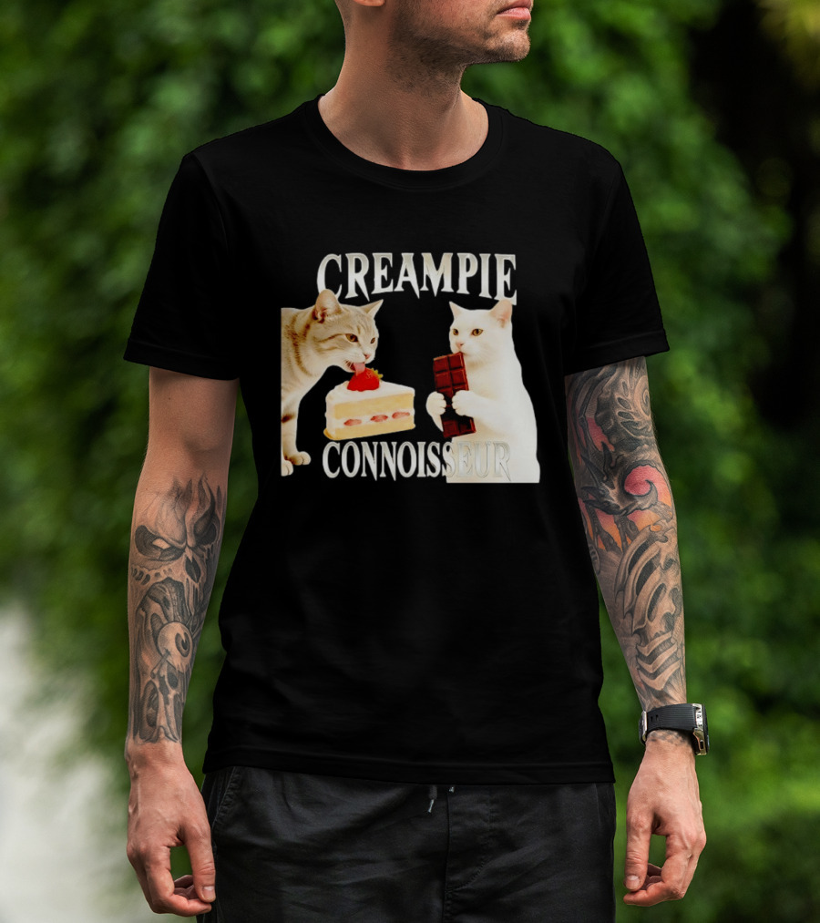 Cats Creampie Connoisseur Strawberry Cake Chocolate Bar T-Shirt
