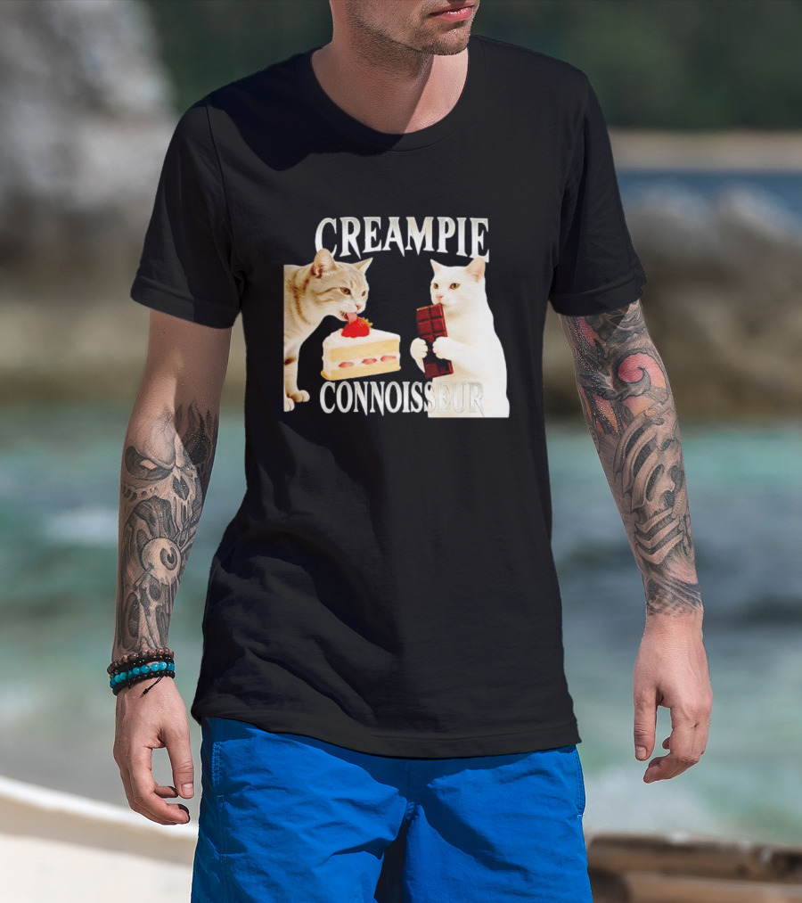 Cats Creampie Connoisseur Strawberry Cake Chocolate Bar T-Shirt