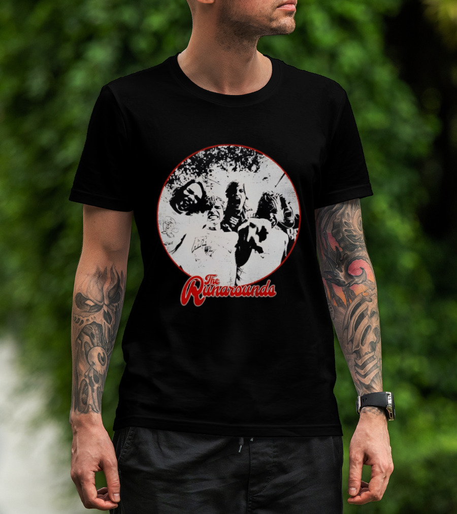 The Runarounds Band Black And White Circle Group Photo T-Shirt