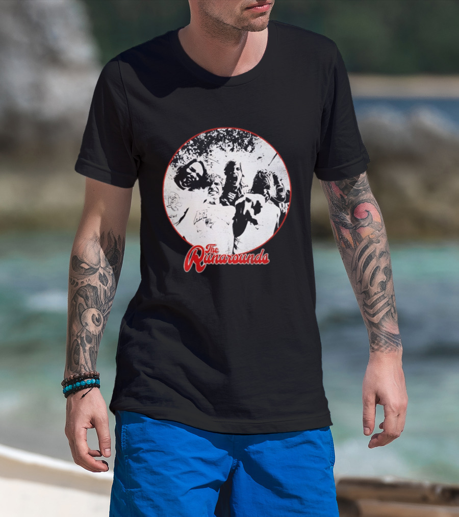 The Runarounds Band Black And White Circle Group Photo T-Shirt