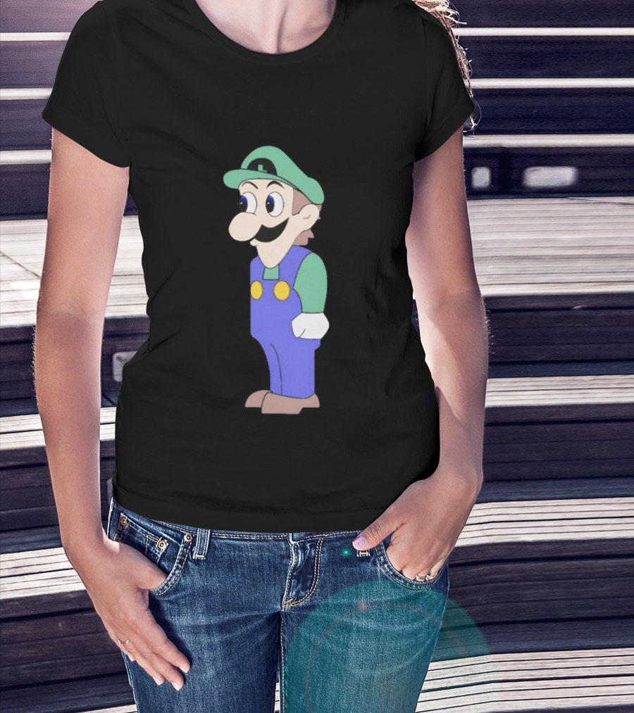 Look At Front Of For Boobs Luigi Funny Meme T-Shirt