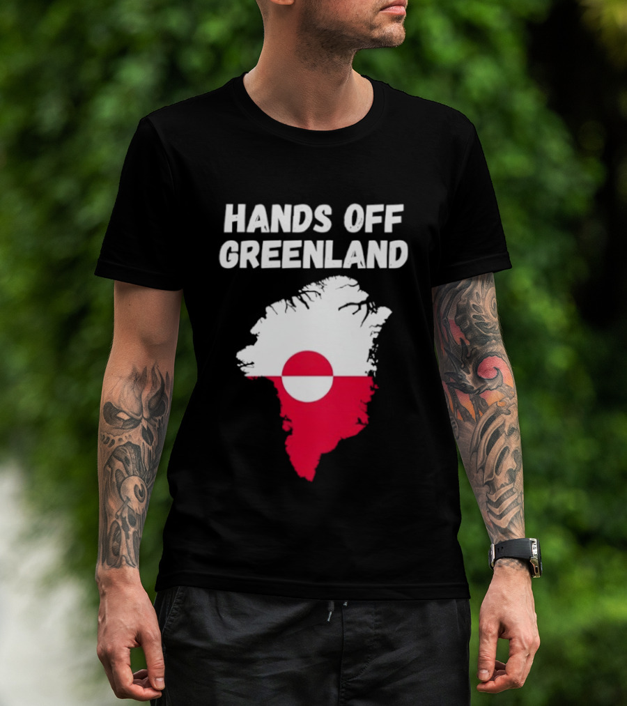 Hands Off Greenland Map Red White Circle Anti Trump T-Shirt