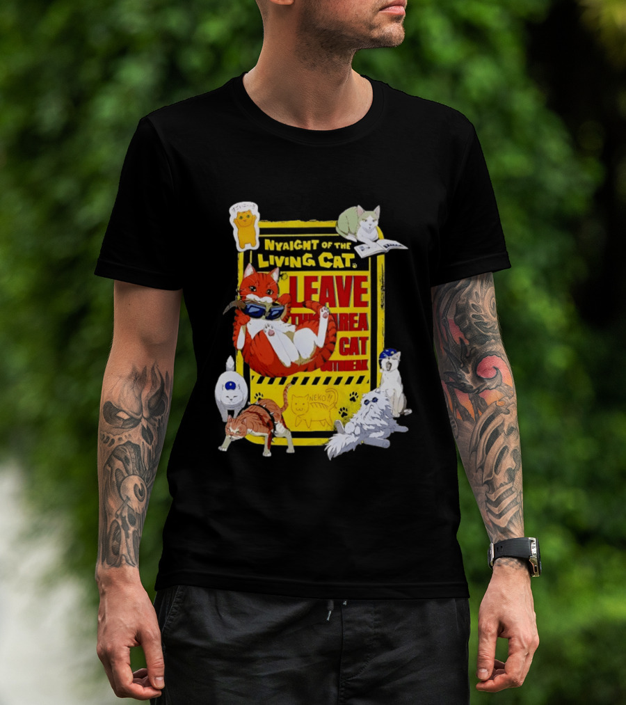 Nyaight Of The Living Cat Leave This Area Cat Neko T-Shirt