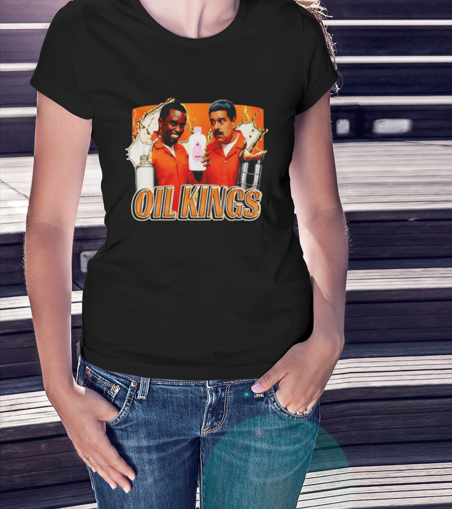 Oil Kings Comedy Parody With Iconic Characters And Baby Oil Bottle T-Shirt