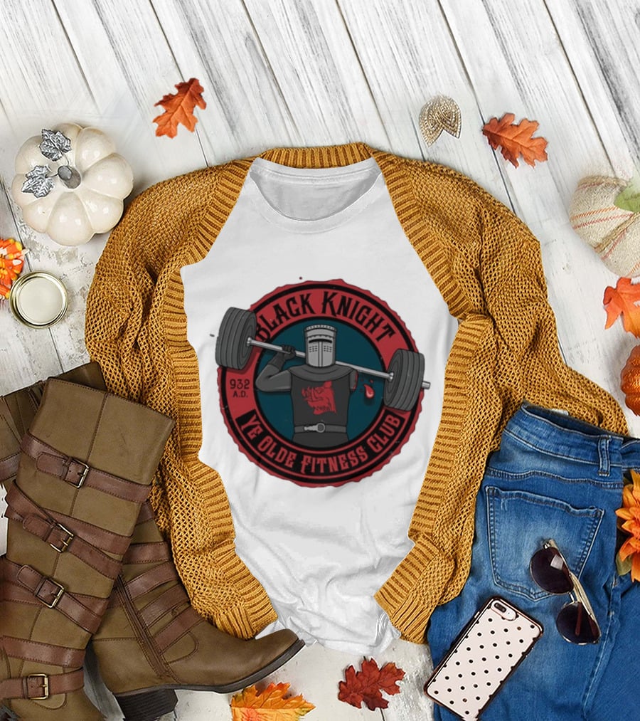 Black Knight Ye Olde Fitness Club 932 AD Weightlifting Medieval Humor T-Shirt