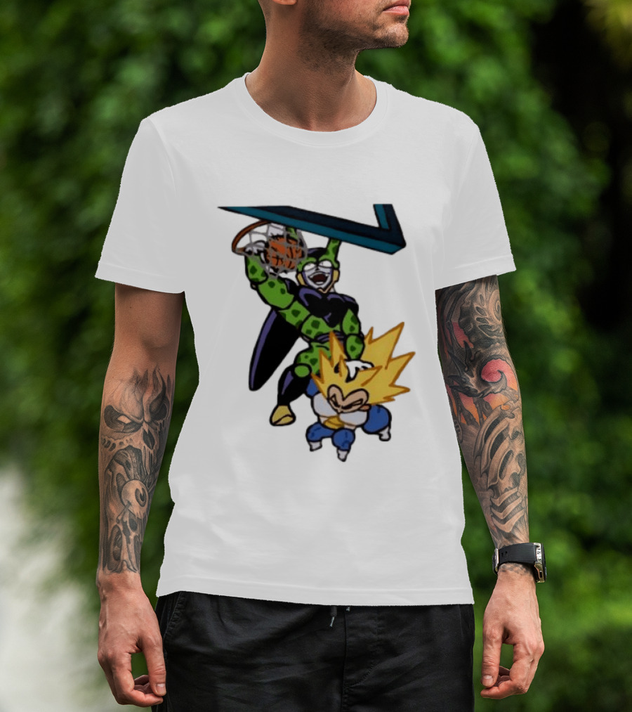 Cell Vs Vegeta Basketball Dunk Anime Mashup T-Shirt