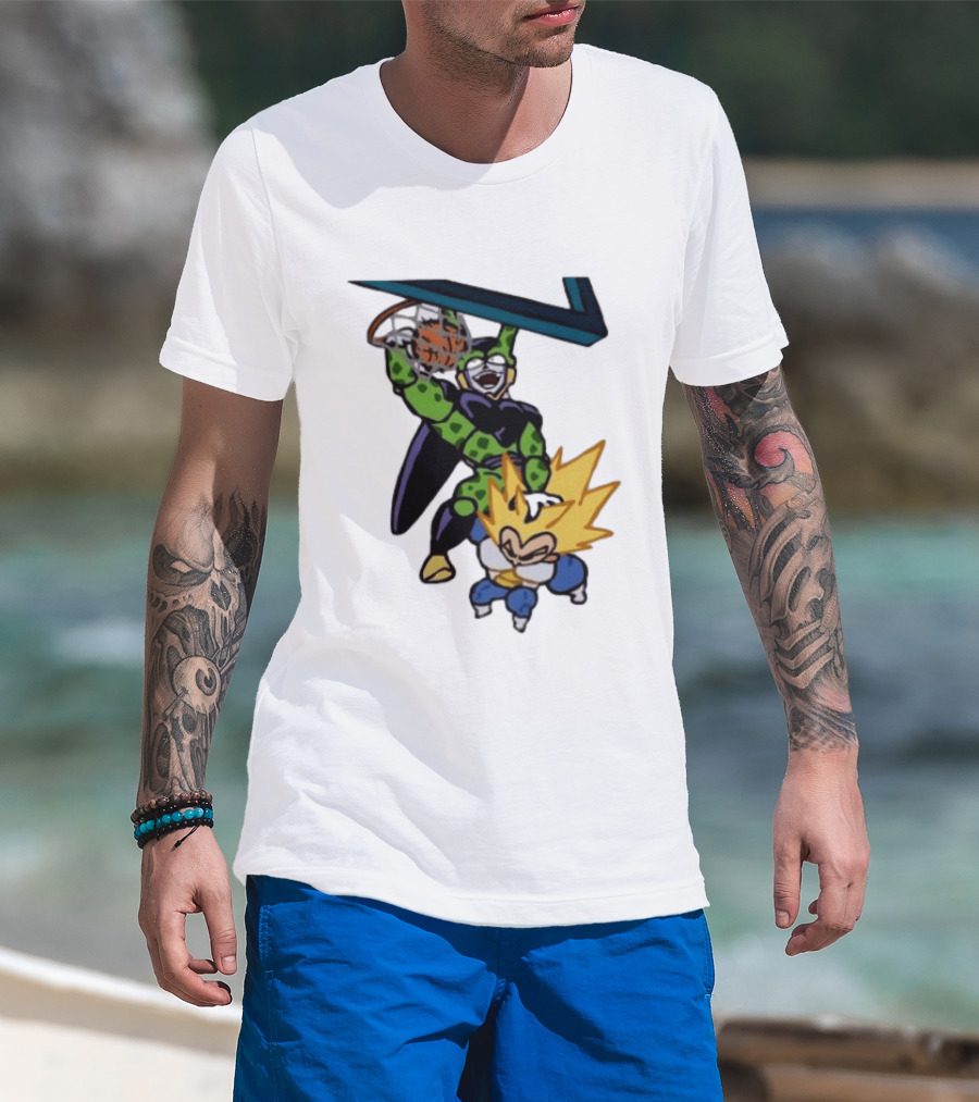 Cell Vs Vegeta Basketball Dunk Anime Mashup T-Shirt