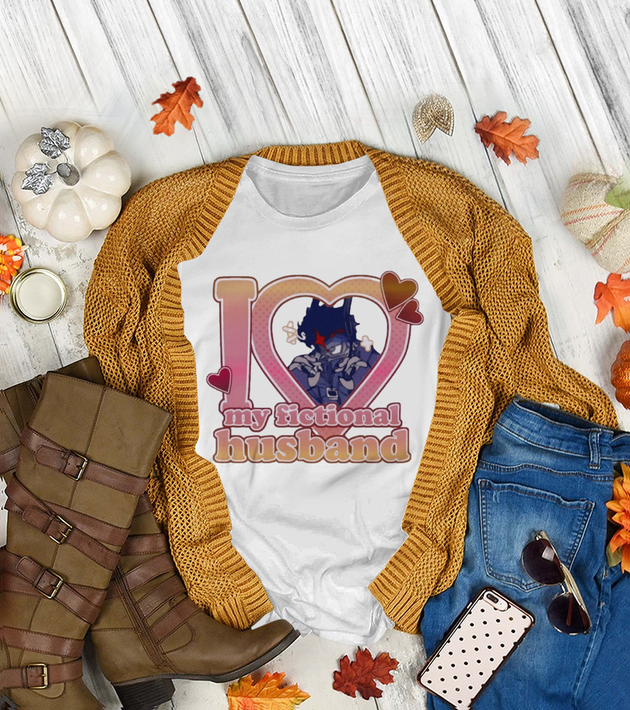 I Love My Fictional Husband Heart Design with Anime T-Shirt
