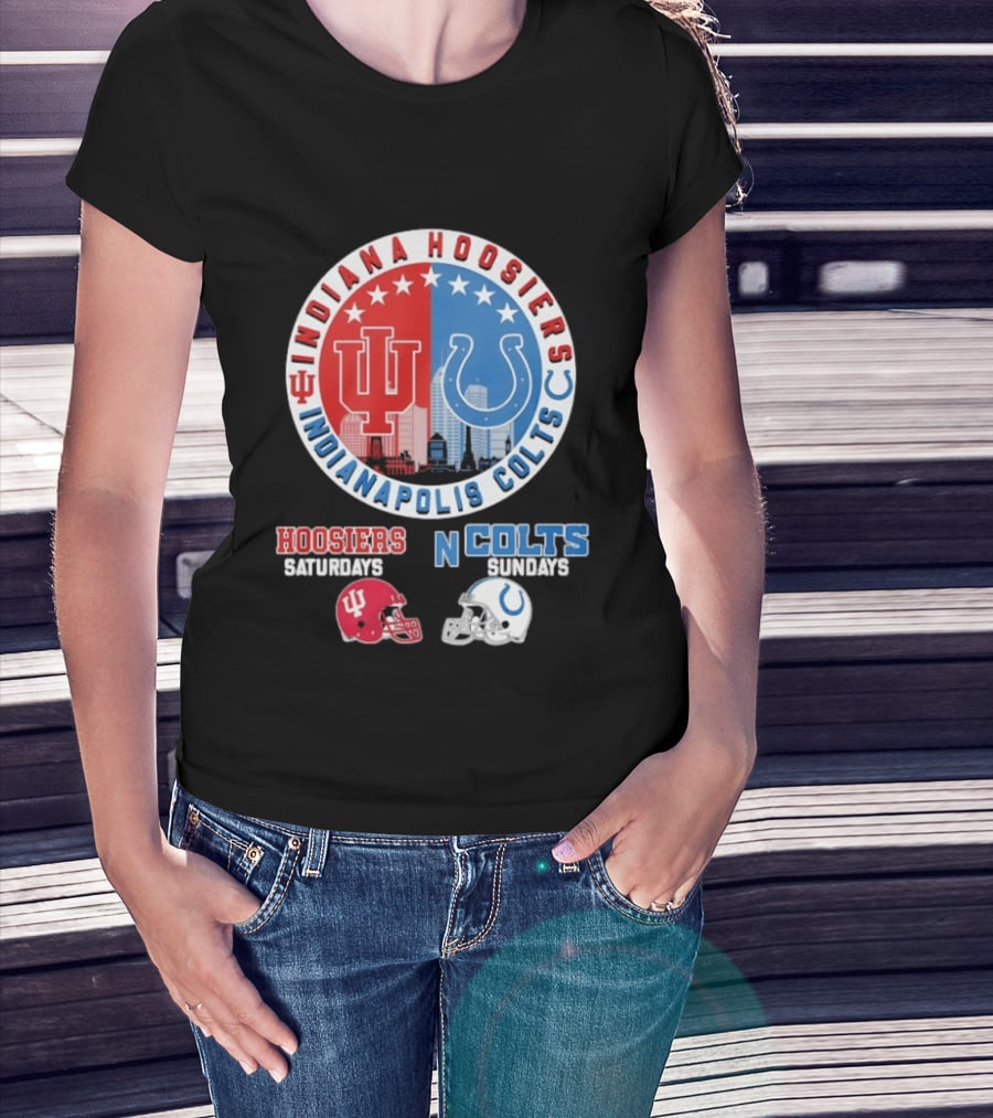 Indiana Hoosiers Saturdays Indianapolis Colts Sundays Mashup T-Shirt
