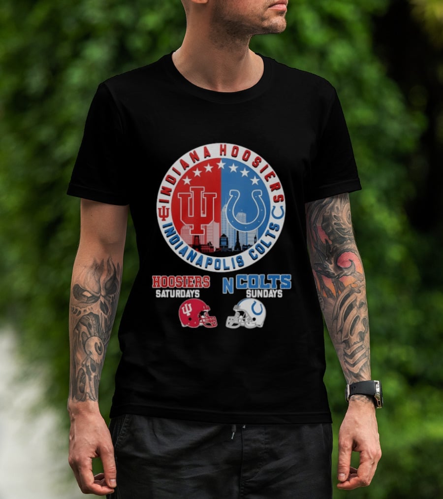 Indiana Hoosiers Saturdays Indianapolis Colts Sundays Mashup T-Shirt