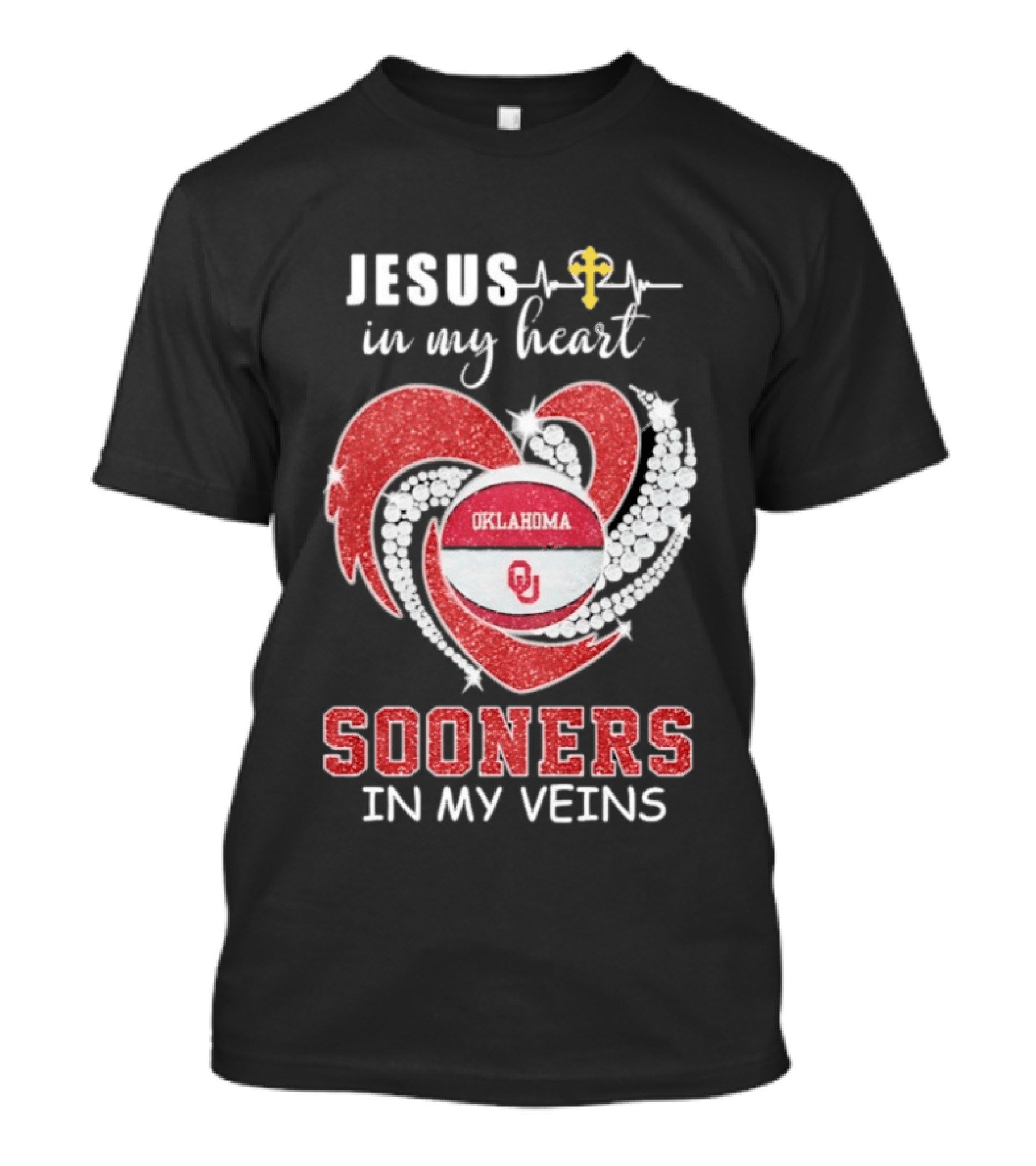Jesus In My Heart Sooners In My Veins Oklahoma T-Shirt