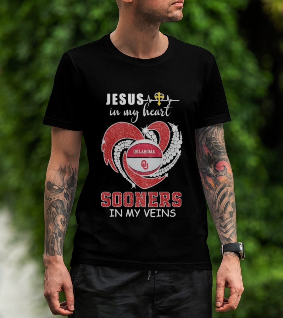 Jesus In My Heart Sooners In My Veins Oklahoma T-Shirt