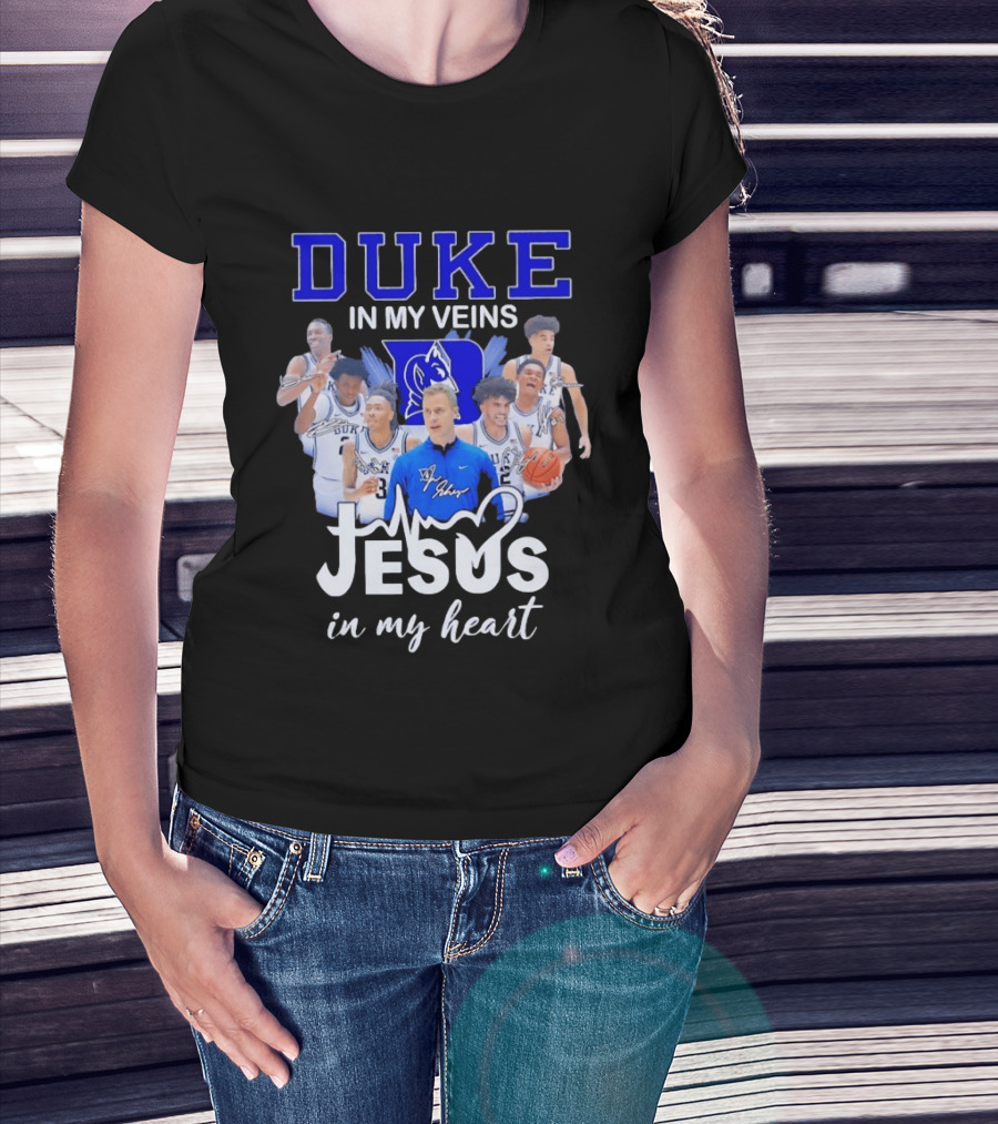 Duke Blue Devils Basketball Jesus In My Heart Signatures T-Shirt