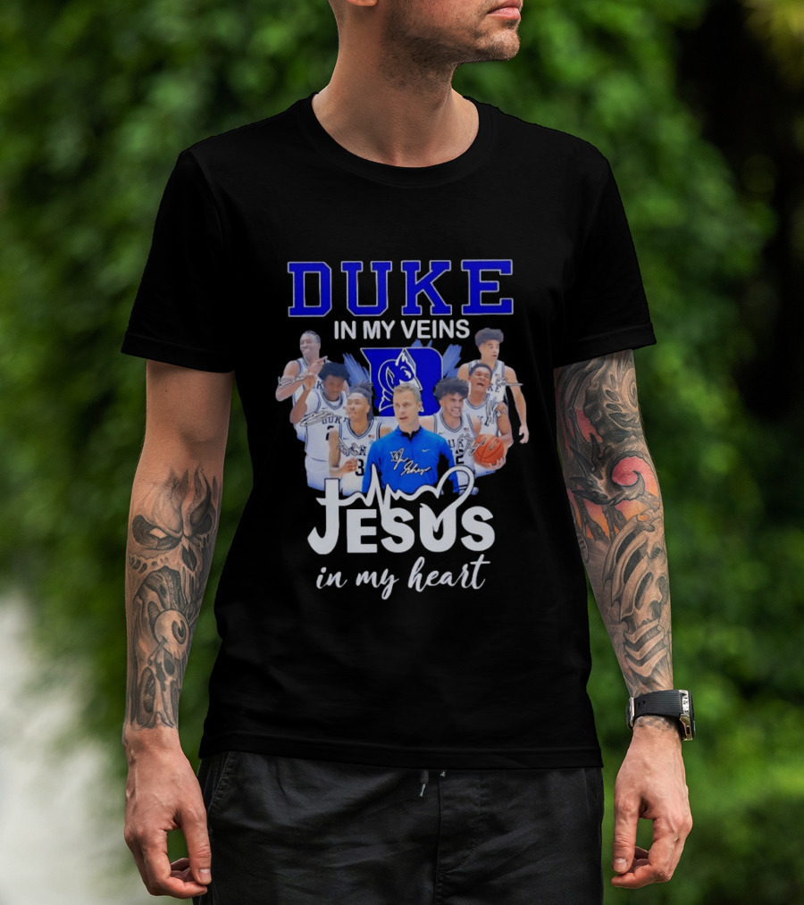 Duke Blue Devils Basketball Jesus In My Heart Signatures T-Shirt