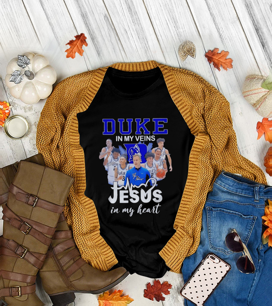 Duke Blue Devils Basketball Jesus In My Heart Signatures T-Shirt