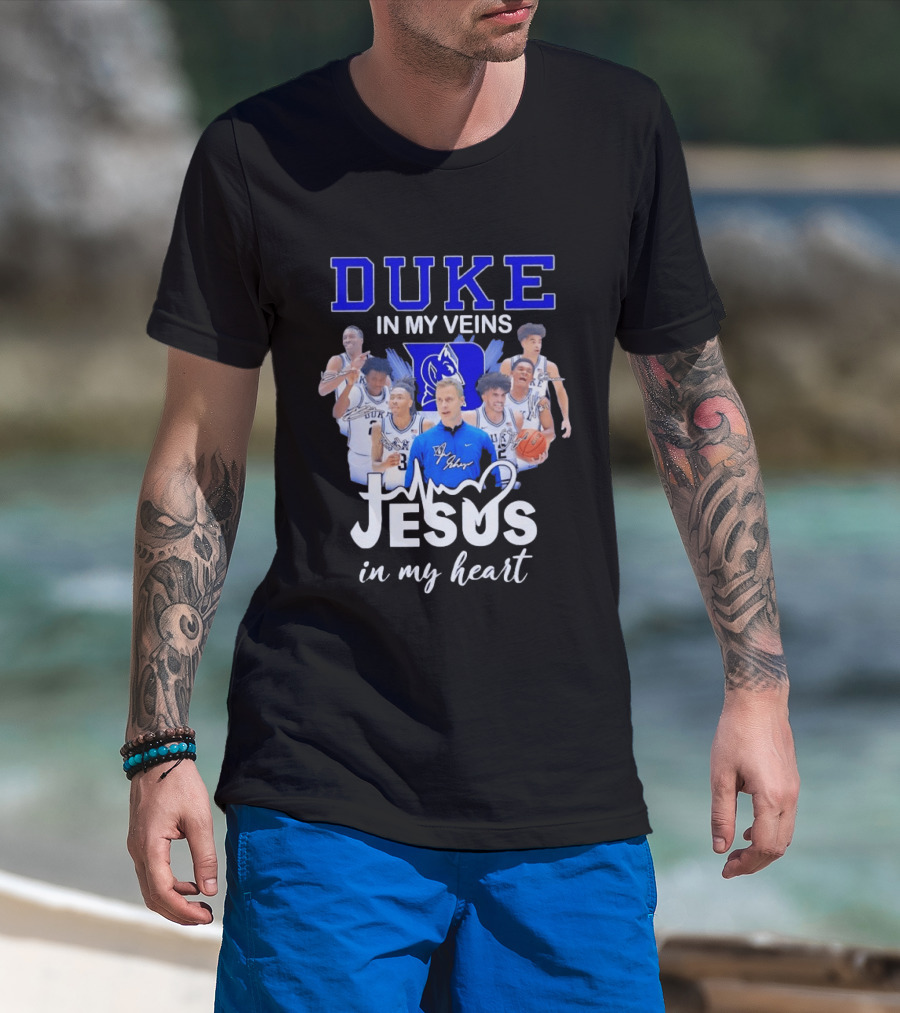 Duke Blue Devils Basketball Jesus In My Heart Signatures T-Shirt
