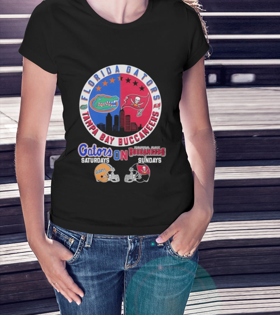 Florida Gators Tampa Bay Buccaneers Saturdays Sundays Helmet Mashup T-Shirt