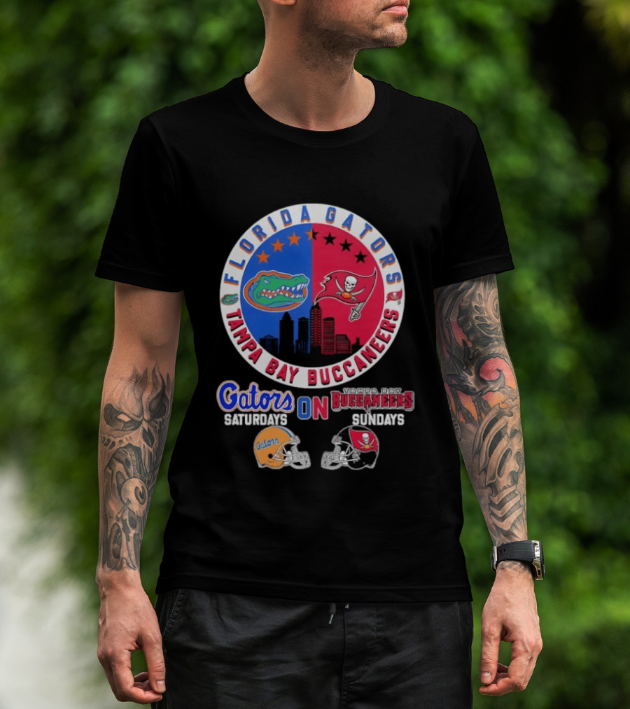Florida Gators Tampa Bay Buccaneers Saturdays Sundays Helmet Mashup T-Shirt