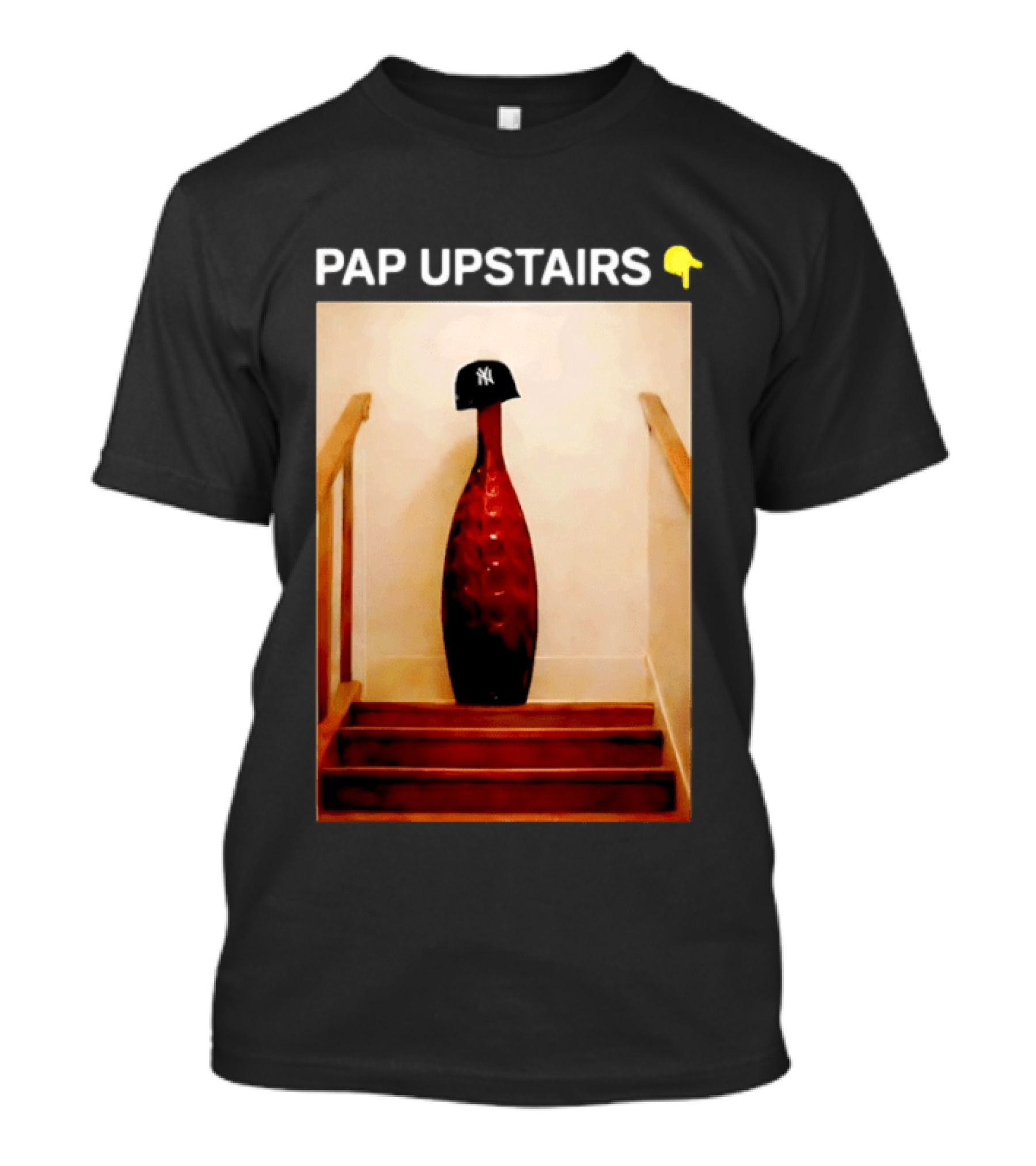 PAP UPSTAIRS New York Yankees Iconic Hat Emoji Stairs T-Shirt