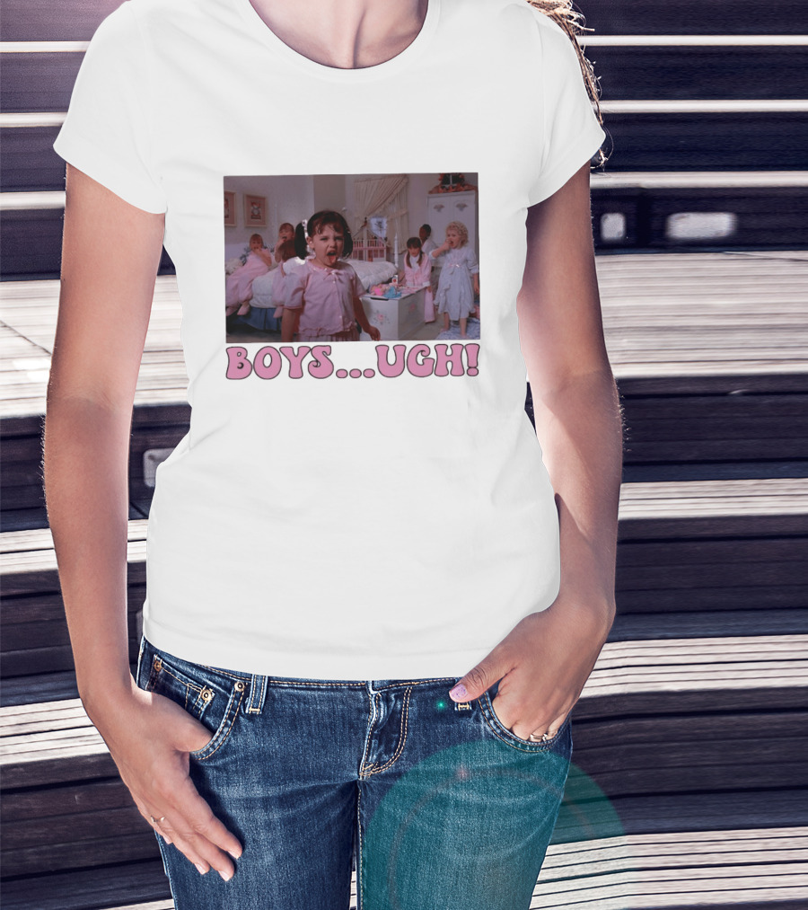 Boys Ugh Funny Valentine's Day Pink Pajama Party Classic Movie Scene T-Shirt