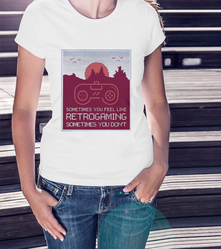 Sometimes You Feel Like Retrogaming Sometimes You Don't Controller Sunset Scene T-Shirt