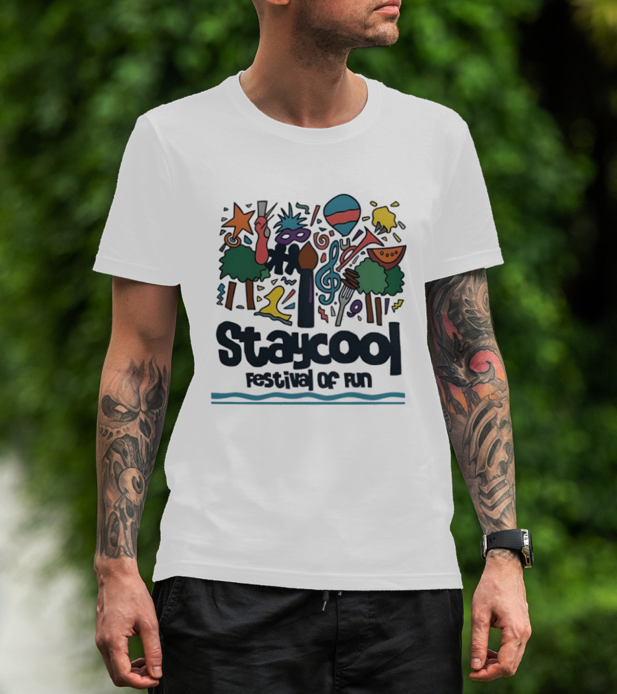 Staycool Festival Of Fun With Colorful Icons And Musical T-Shirt