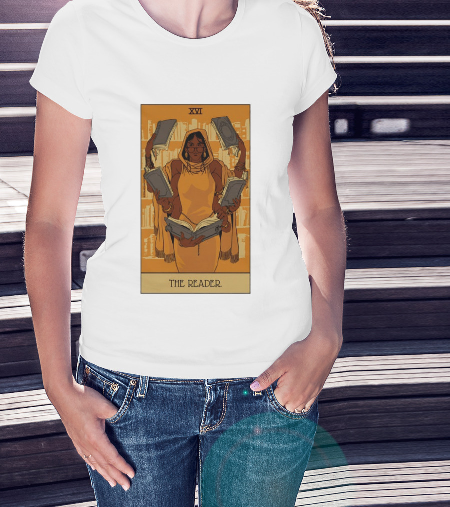 XVI The Reader Tarot Card Modern Witch Aesthetic Books Library T-Shirt