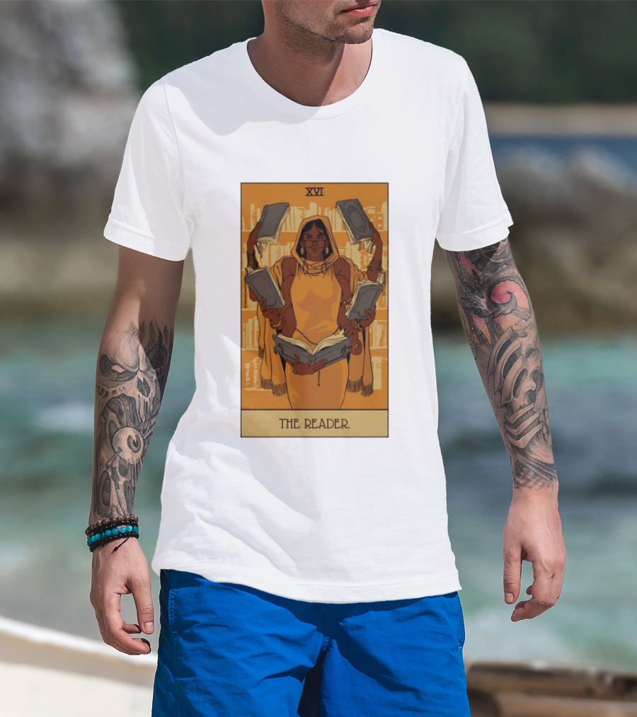 XVI The Reader Tarot Card Modern Witch Aesthetic Books Library T-Shirt