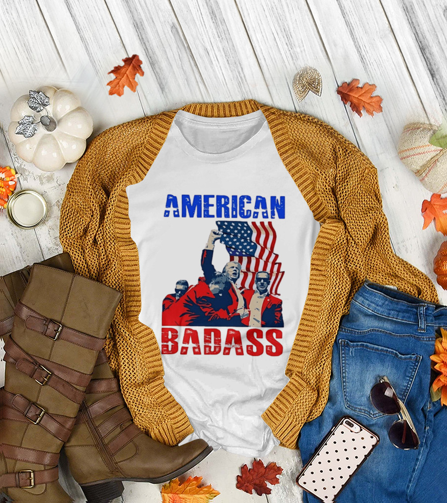 American Badass Donald Trump U.S. President Patriotic Flag T-Shirt