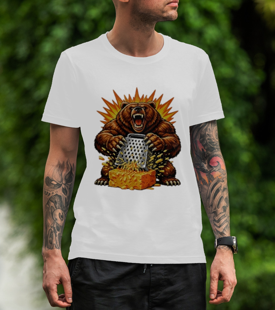 Angry Bear Grating Cheese Grater Hater Explosive Roaring Beast T-Shirt