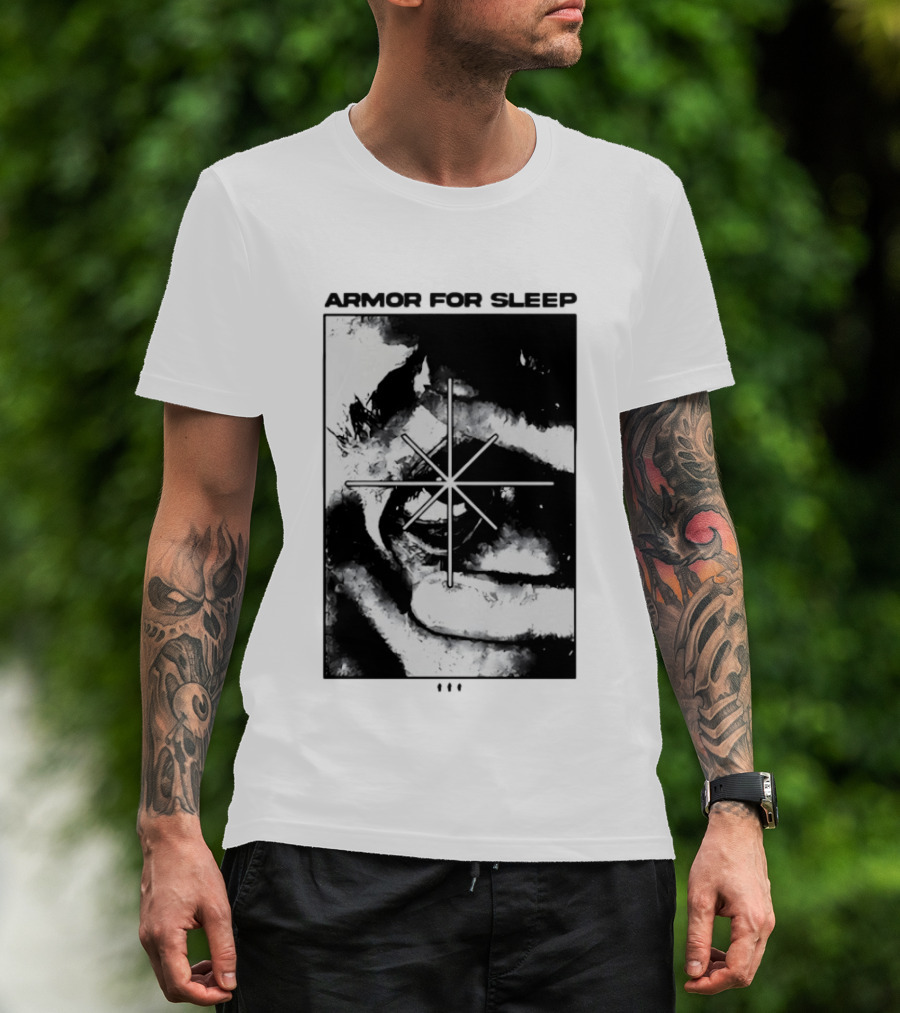 Armor For Sleep Eyeball Star Symbol Monochrome T-Shirt