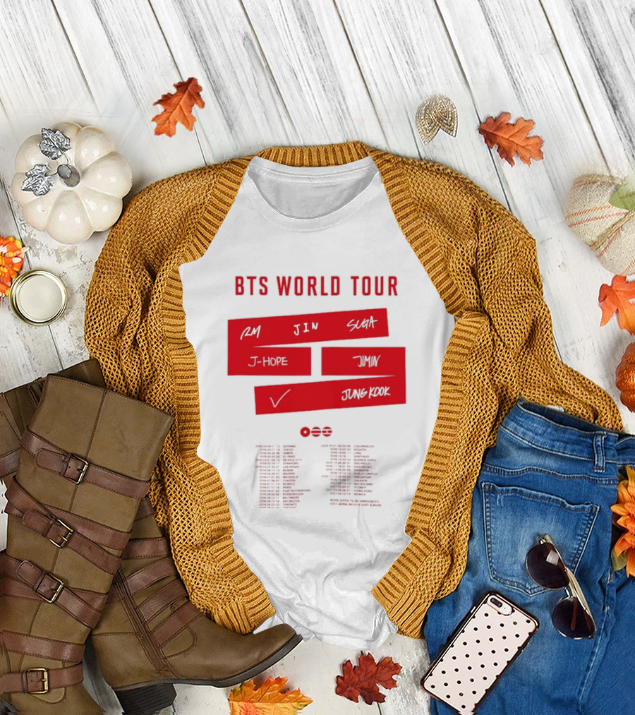 BTS World Tour 2026 RM Jin Suga J Hope Jimin V Jungkook Concert Tour Dates T-Shirt