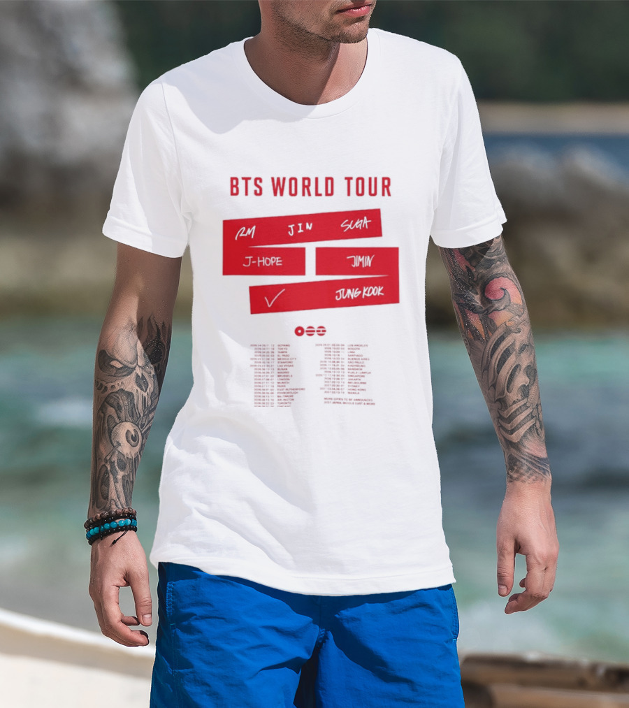 BTS World Tour 2026 RM Jin Suga J Hope Jimin V Jungkook Concert Tour Dates T-Shirt