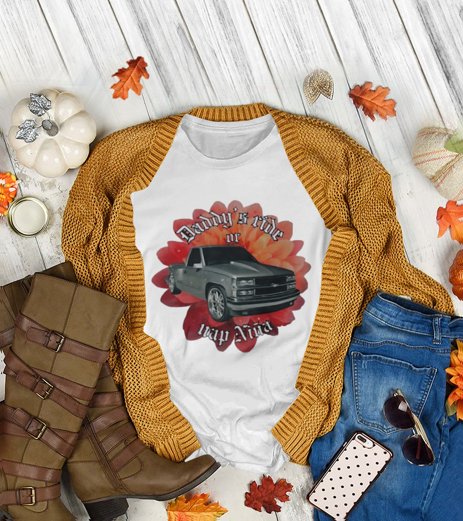 Daddy's Ride or Nap Niña Car Floral T-Shirt