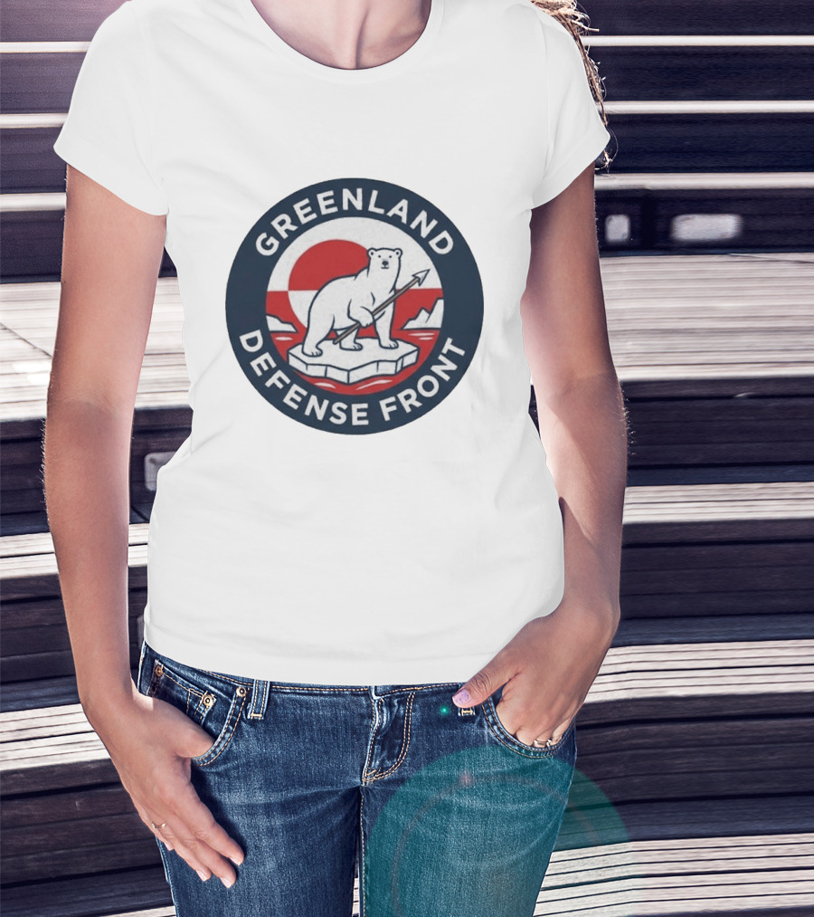 Greenland Defense Front Polar Bear And Spear Arctic T-Shirt