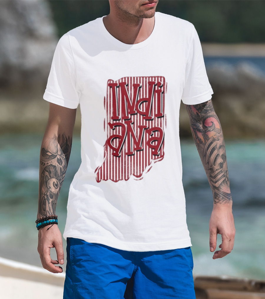 Indiana Stripe Hoosiers Football Indiana T-Shirt