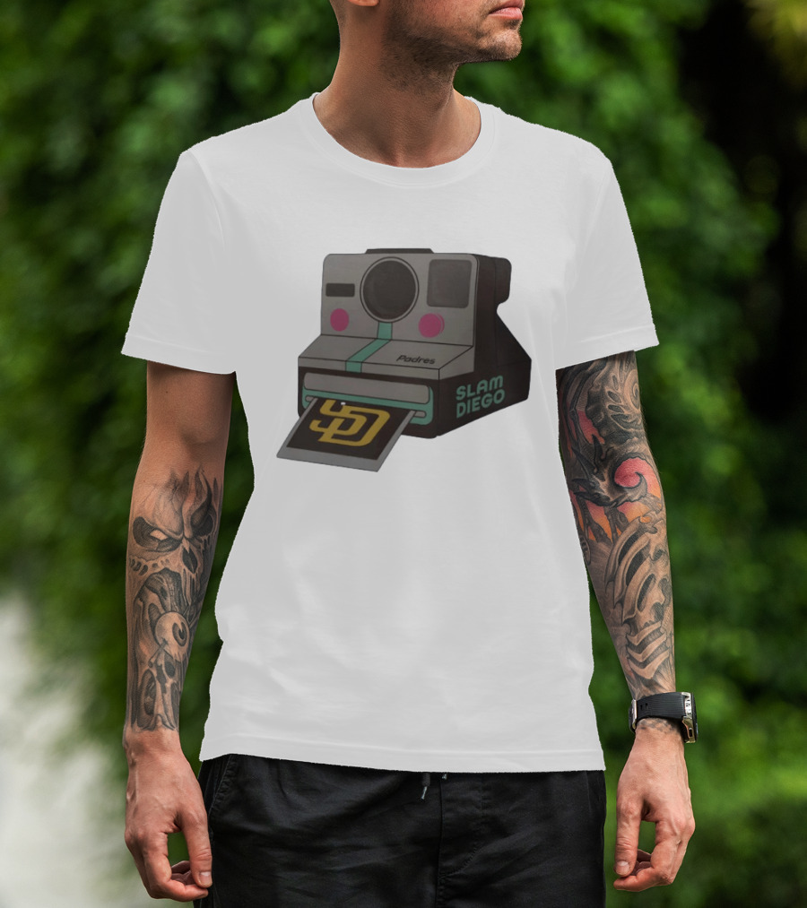 Slam Diego Padres Vintage Polaroid Camera MLB T-Shirt